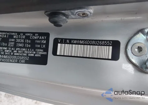 2008 Hyundai Tiburon Gs z USA, uszkodzony, nr VIN KMHHM66D08U268552